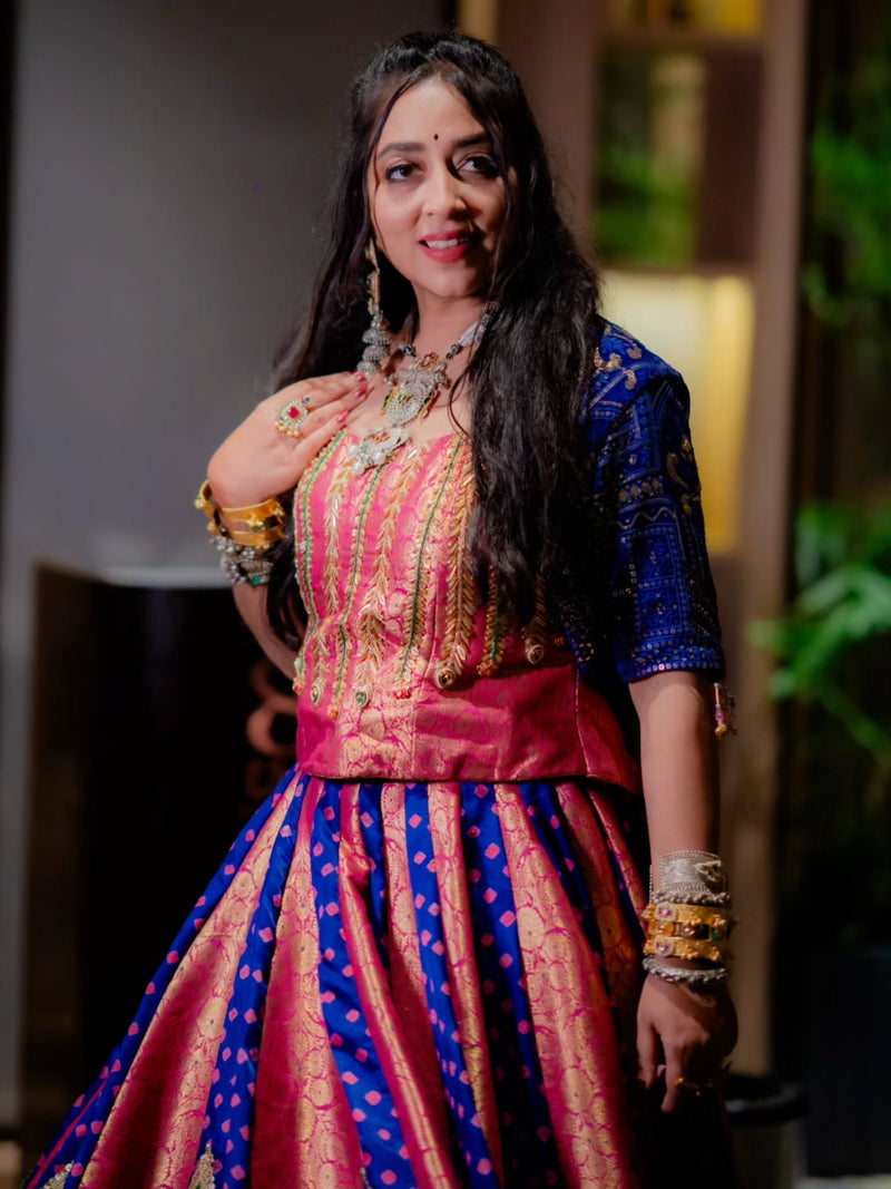 Mirror Work Silk Bridal Lehenga