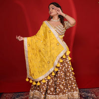 Champagne Gold Tissue Silk Lehenga