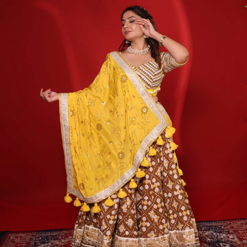 Maharani Velvet Embroidered Lehenga Choli