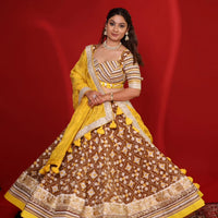 Champagne Gold Tissue Silk Lehenga