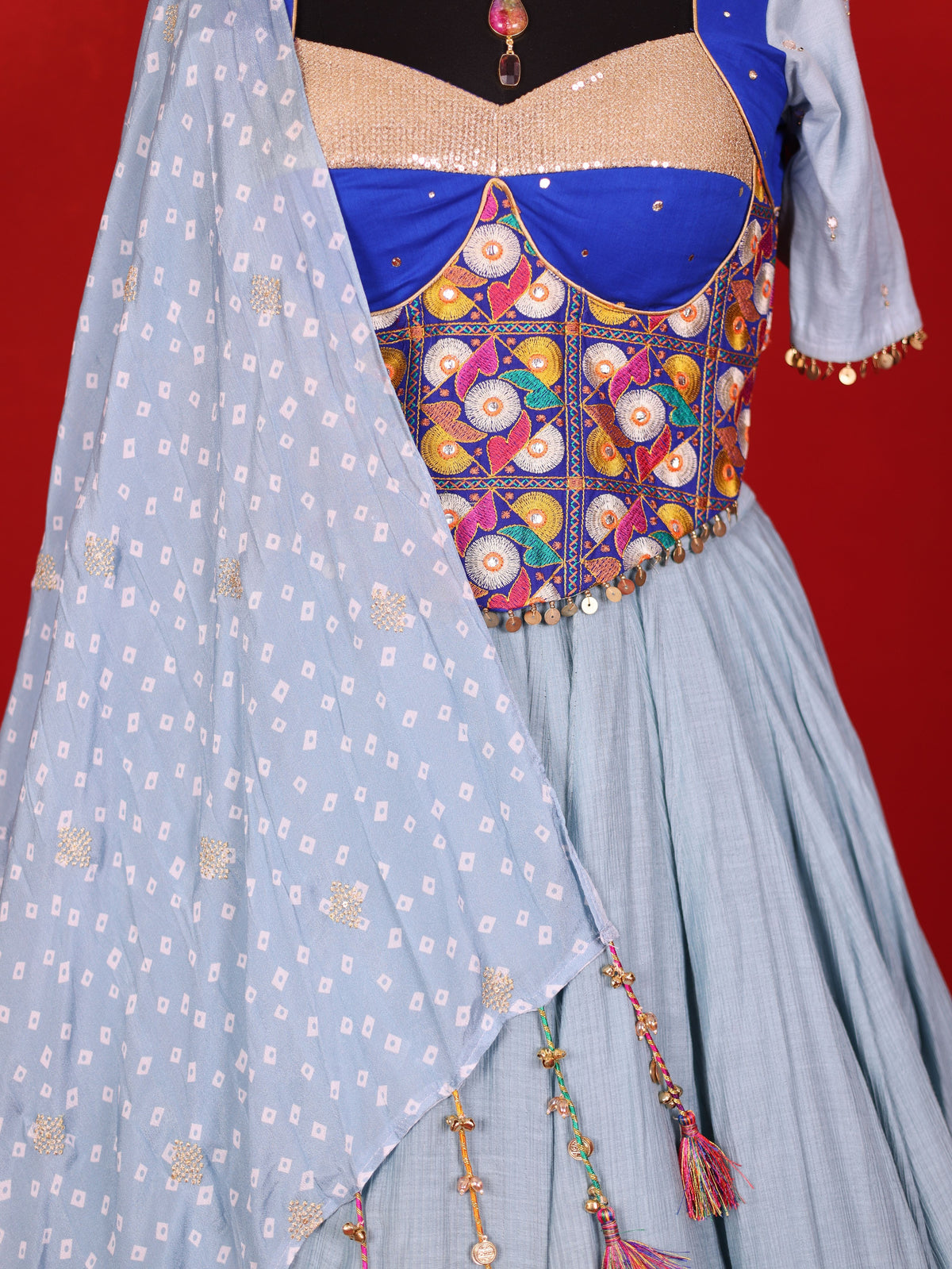 Rang Tali – Crush Chinon Gamthi Work Lehenga