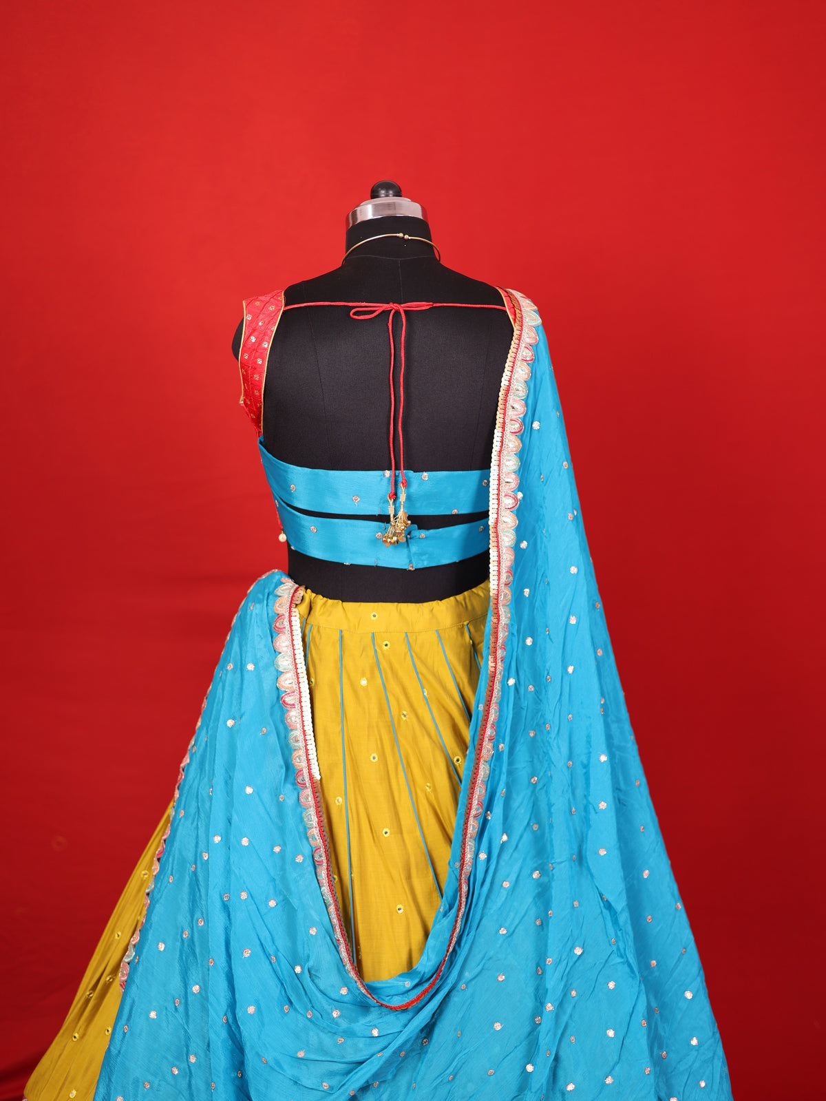 Durga – Mirror Work Bombay Silk Lehenga Set