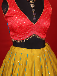 Durga – Mirror Work Bombay Silk Lehenga Set