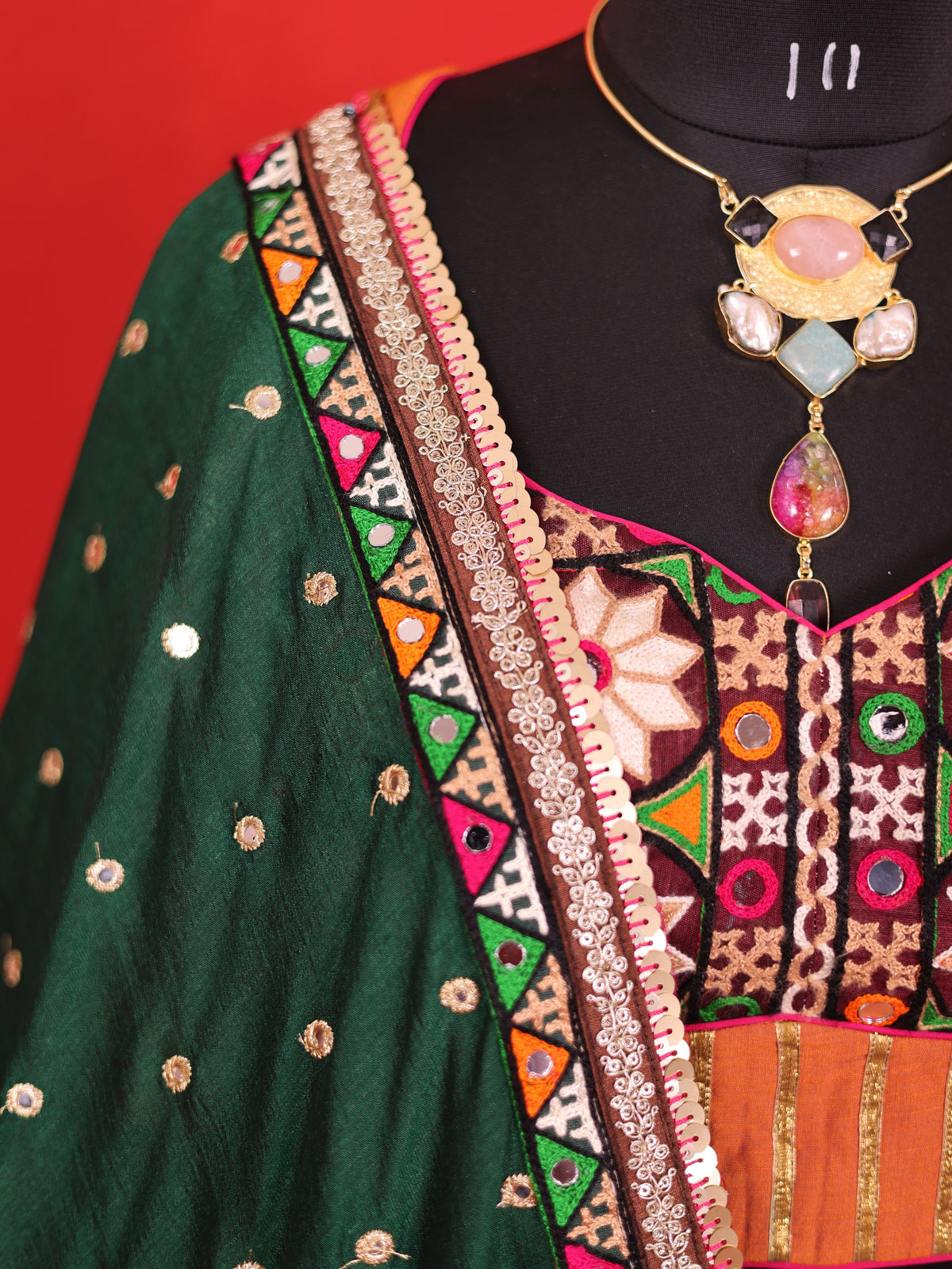 Gamthi Green – Gamthi Patchwork Mirror Lehenga