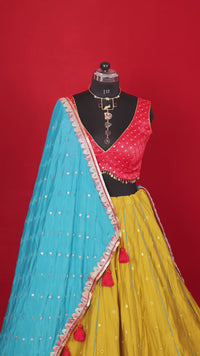 Durga – Mirror Work Bombay Silk Lehenga Set