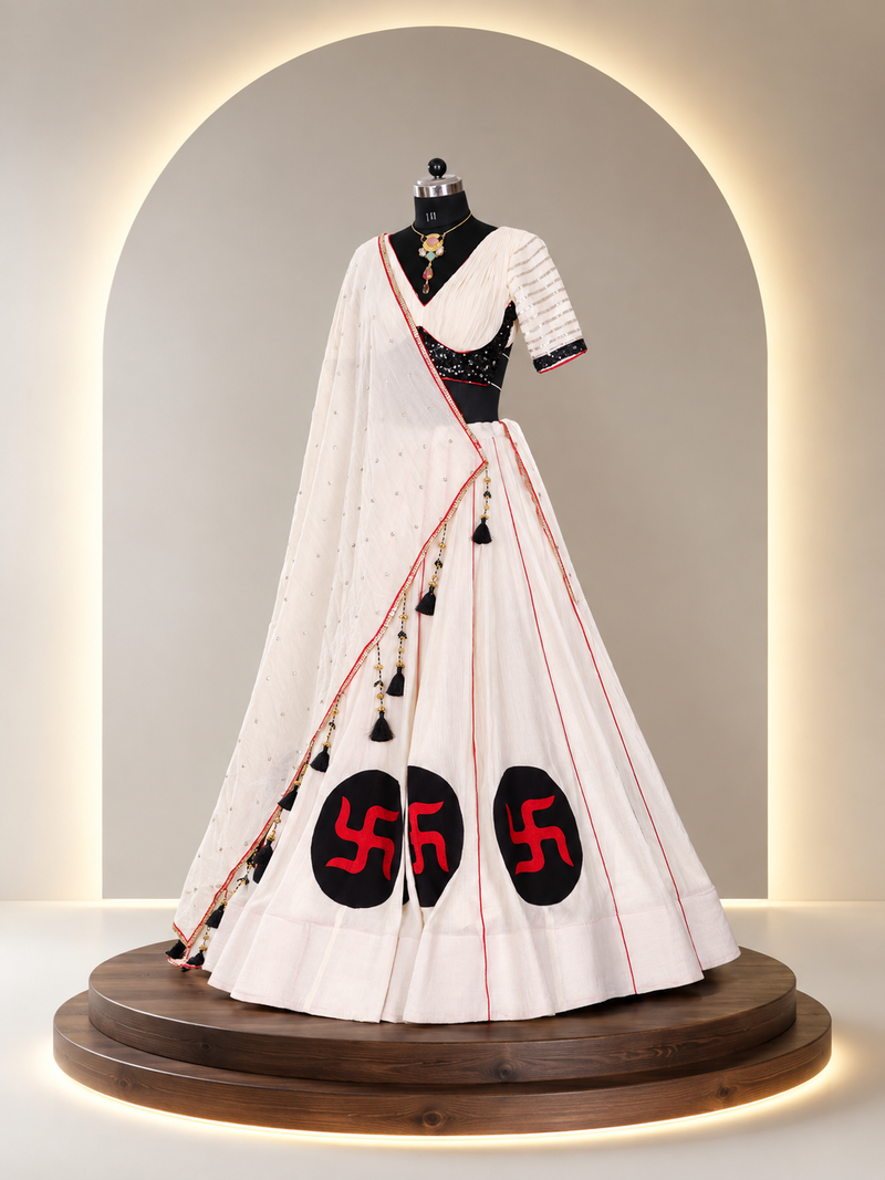 Swastik – Crush Chinon Flared Lehenga Set