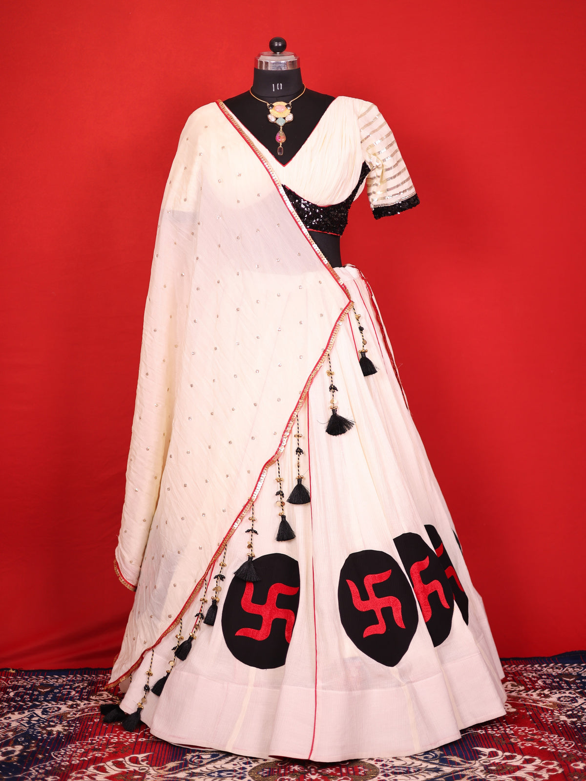 Swastik – Crush Chinon Flared Lehenga Set