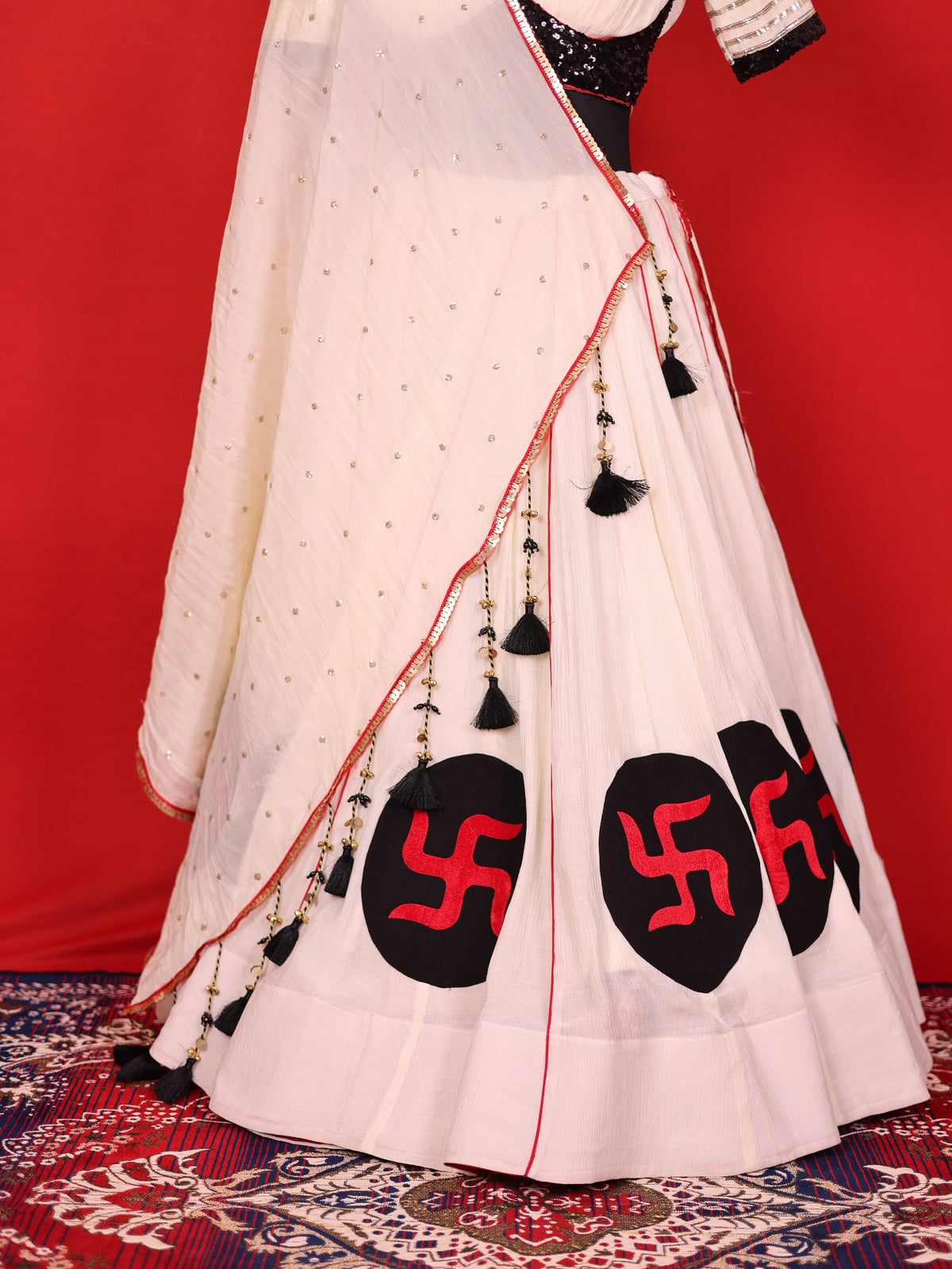 Swastik – Crush Chinon Flared Lehenga Set