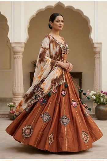 Rangrez Gamthi Slub Silk Lehenga Set
