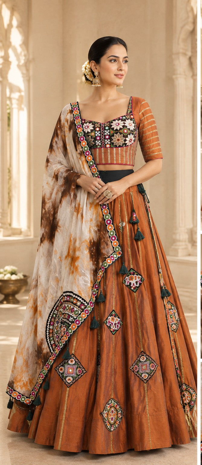 Rangrez Gamthi Slub Silk Lehenga Set
