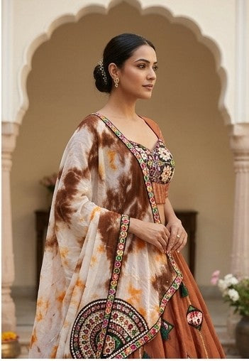 Rangrez Gamthi Slub Silk Lehenga Set