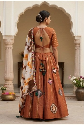 Rangrez Gamthi Slub Silk Lehenga Set