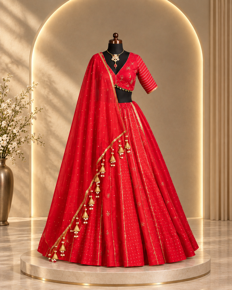 Tripur Sundri – Mukesh Work  Cotton Lehenga