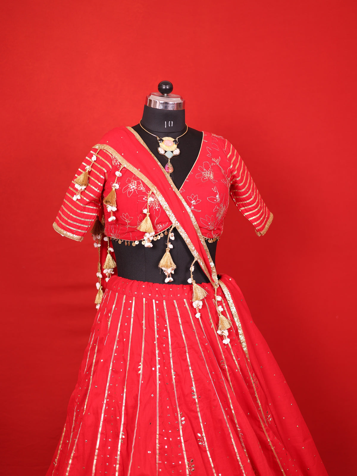 Tripur Sundri – Mukesh Work  Cotton Lehenga